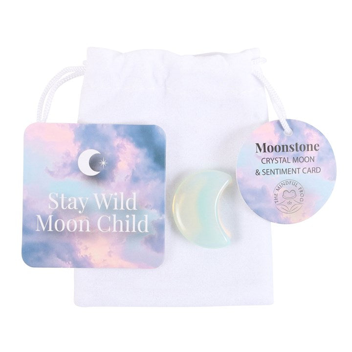 STAY WILD MOONSTONE CRYSTAL MOON IN A BAG