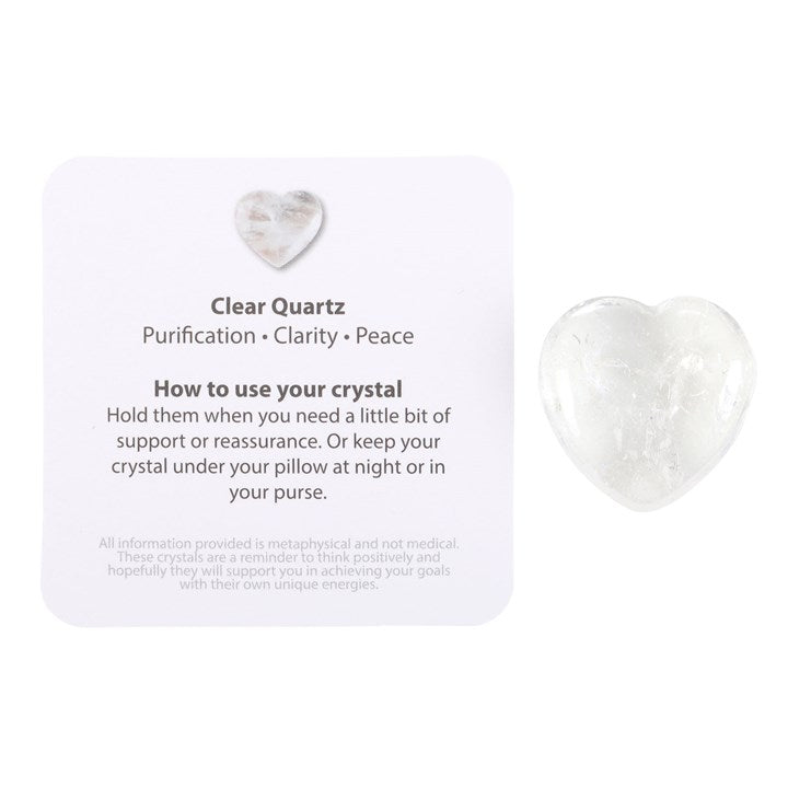 YOU ROCK CLEAR QUARTZ CRYSTAL HEART IN A BAG