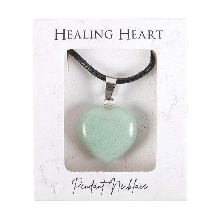 GREEN ADVENTURINE HEALING CRYSTAL HEART NECKLACE