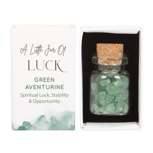 JAR OF LUCK AVENTURINE CRYSTAL IN A MATCHBOX