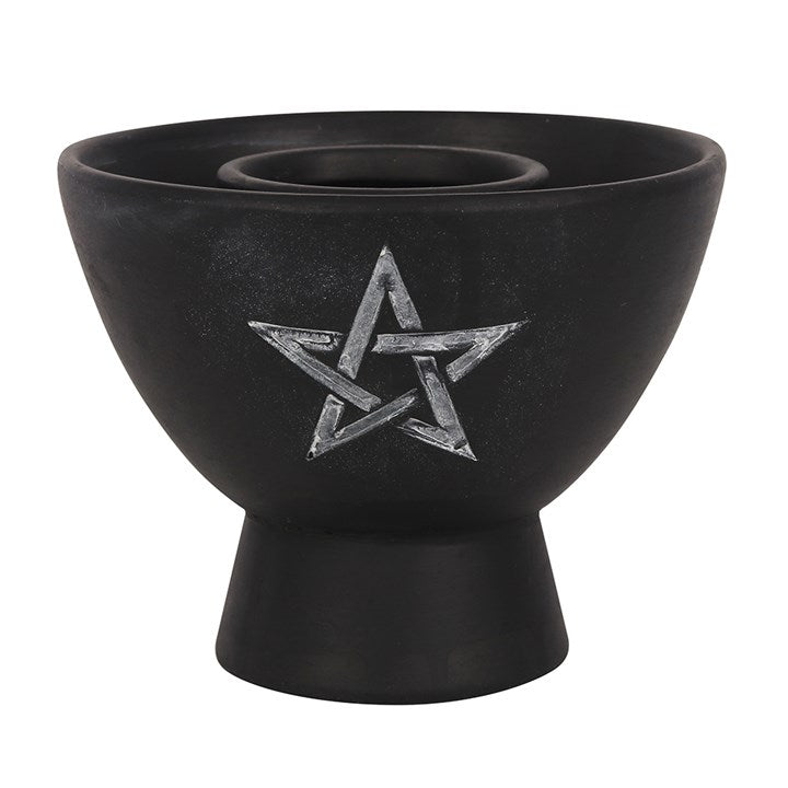 BLACK PENTAGRAM TERRACOTTA SMUDGE BOWL