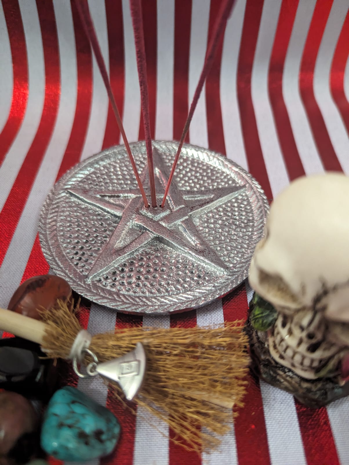 10cm Silver Pentagram Incense Holder