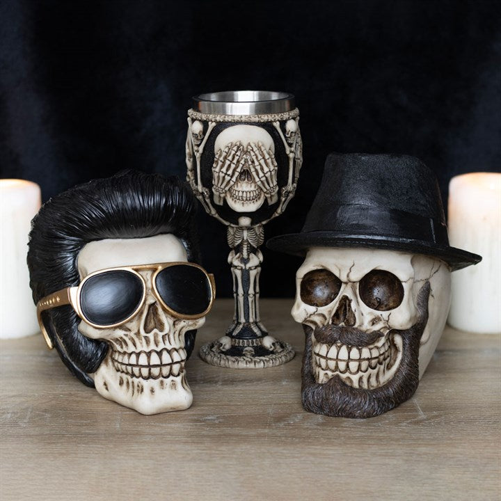 Skull Ornament with Trilby Hat